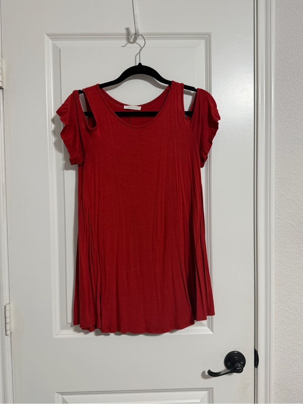 Women's Red Cold-Shoulder Swing Top